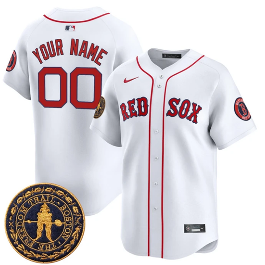 Custom Boston Red Sox Jersey Name, Number Freedom Trail Patch Vapor Premier Limited Stitched White by My Store