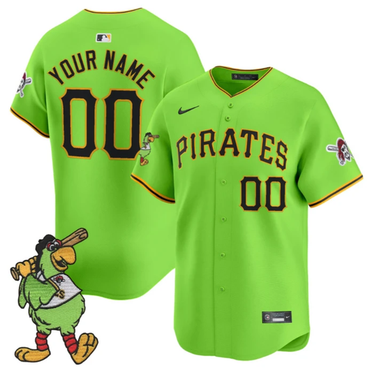 Custom Pittsburgh Pirates Jersey Pirate Parrot Patch Premier Limited Stitched Green by My Store