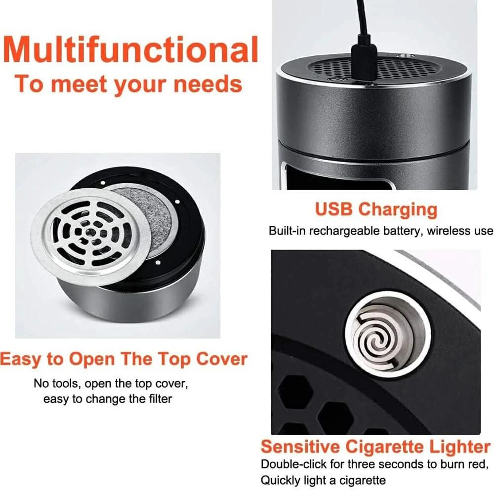 USB-powered Ashtray with HEPA Filter & Ionizer by BowLift
