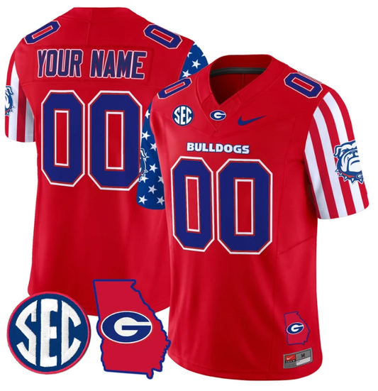 Custom Georgia Bulldogs Jersey Name and Number American Style Vapor Limited Football Stitched Red by My Store