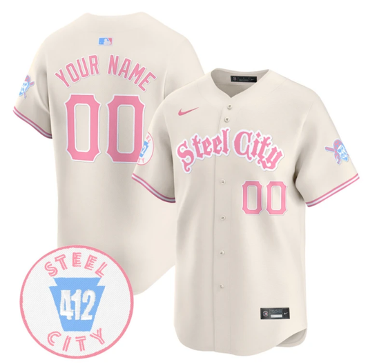 Custom Pittsburgh Pirates Jersey Bubblegum Pink Vapor Premier Limited Stitched Cream by My Store