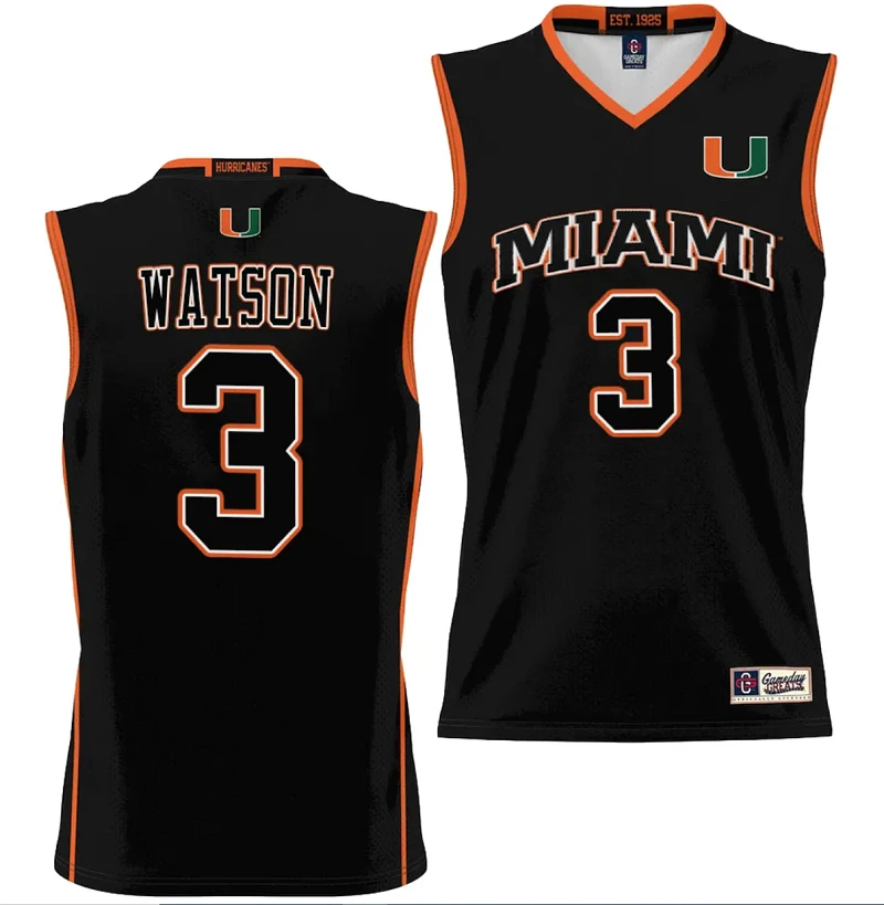 Christian Watson Jersey #3 Miami Hurricanes NIL College Basketball Lightweight Black by My store basketball