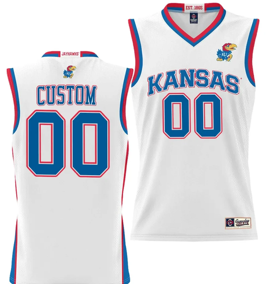 Custom Kansas Jayhawks Jersey Name and Number NIL College Basketball Lightweight White by My store basketball