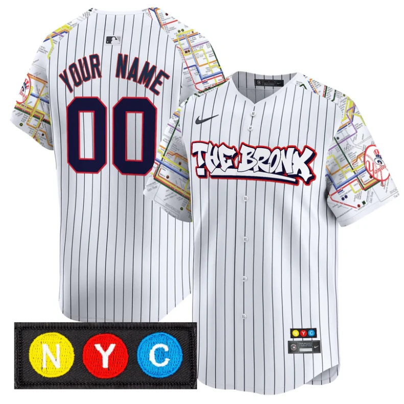 CustomNew York Yankees Jersey The Bronx Subway Style Vapor Premier Limited Stitched Pinstripe by My Store