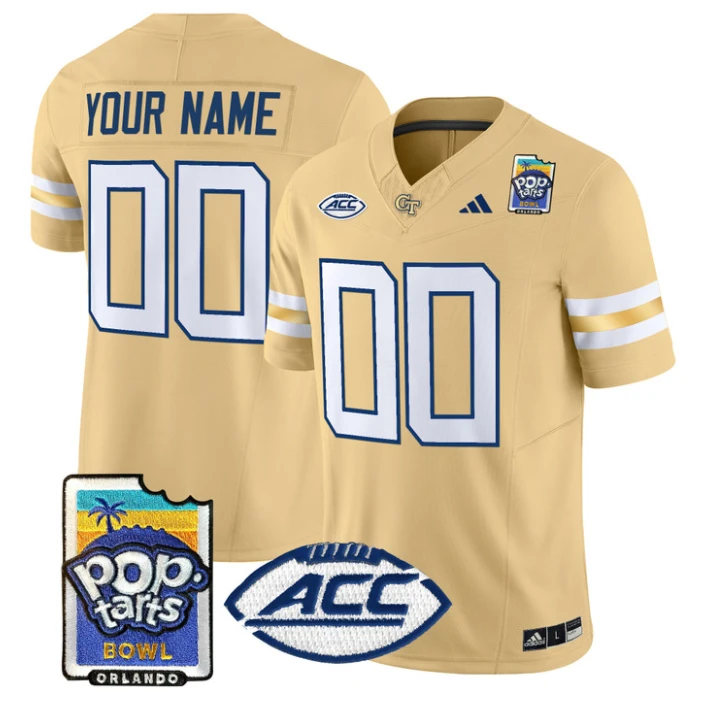 Custom Georgia Tech Yellow Jackets Jersey Pop-Tarts Bowl Patch Stitched by My Store NCAA Football Jerseys