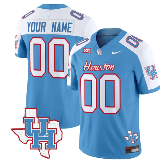 Custom Houston Cougars Jersey Name and Number Inspired Vapor College Football Limited All Stitched Blue Alternate by My Store