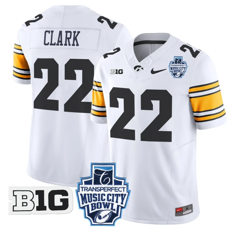 Caitlin Clark Jersey #22 Iowa Hawkeyes 2024 Music City Bowl Patch White by My Store