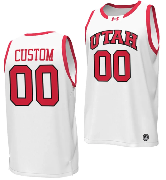Custom Utah Utes Jersey Name and Number College Basketball 2023-24 Replica White by My store basketball