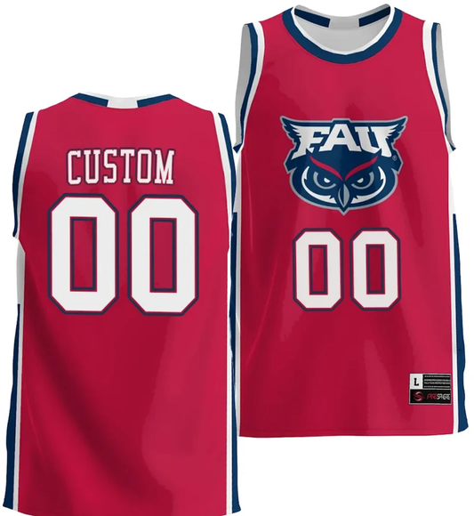 Custom FAU Owls Jersey Name and Number NIL College Basketball Lightweight Red by My store basketball