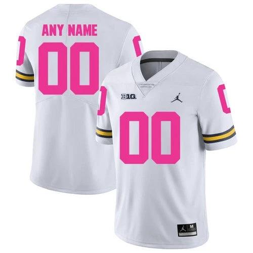 Custom Michigan Wolverines Jersey Name and Number NCAA College Football White Pink by My Store