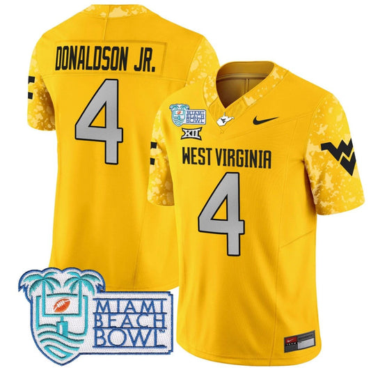 CJ Donaldson Jr Jersey #4 West Virginia Mountaineers 2025 Miami Beach Bowl Goal by My Store