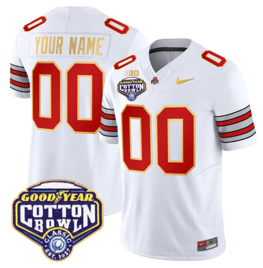 Custom Ohio State Jersey 'Heritage Stripe' Cotton Bowl Patch White by My Store