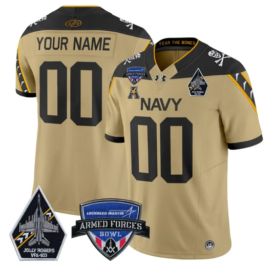 Custom Navy Midshipmen Jersey 2025 Armed Forces Bowl Patch Football Gold by My Store