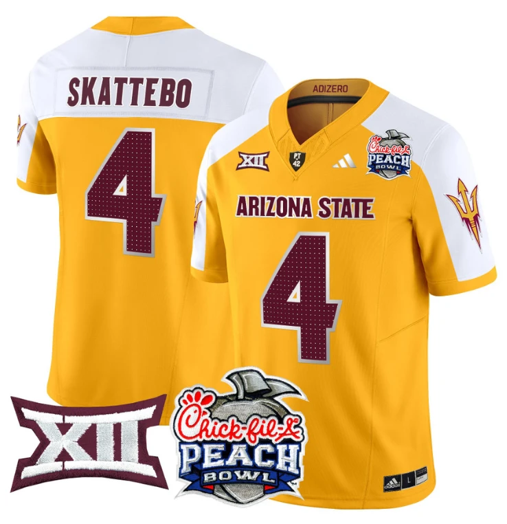 Cam Skattebo Jersey #4 Arizona State Sun Devils 2025 Peach Bowl Gold Alternate by My Store