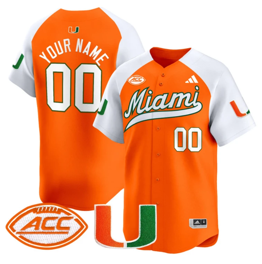 Custom Miami Hurricanes Jersey Name, Number 2024 Baseball Orange Alternate by My Store