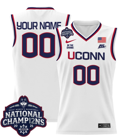 Custom UConn Huskies Jersey 2025 National Champions Patch Stitched White by My store basketball