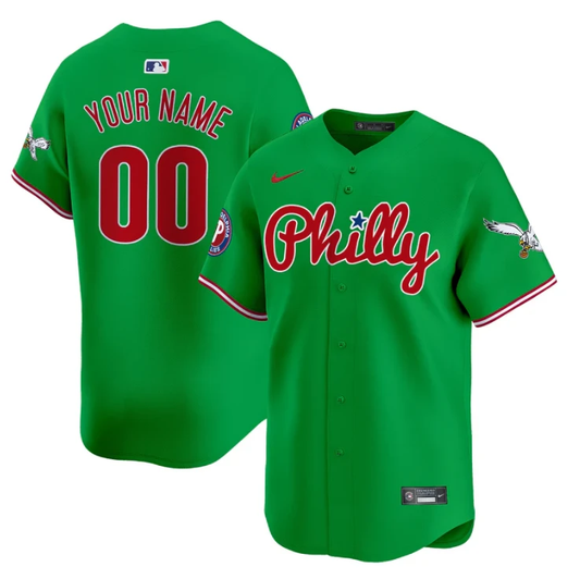 Custom Phillies and Eagles Jersey Name, Number Vapor Premier Limited Stitched Green by My Store