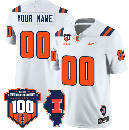 Custom Illinois Fighting Jersey Name and Number Vapor Limited College Football Stitched White by My Store