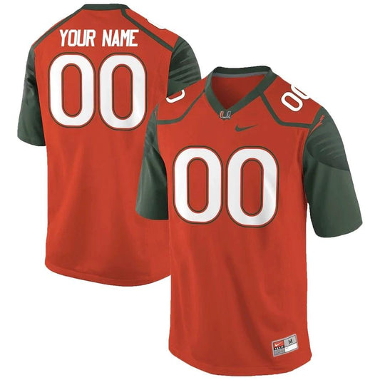 Custom Miami Hurricanes Jersey Name and Number NCAA College Football Orange by My Store