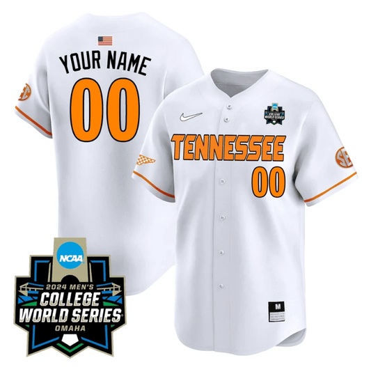 Custom Tennessee Volunteers Jersey 2024 College World Series Vapor Premier Limited NCAA Baseball Stitched White by My Store