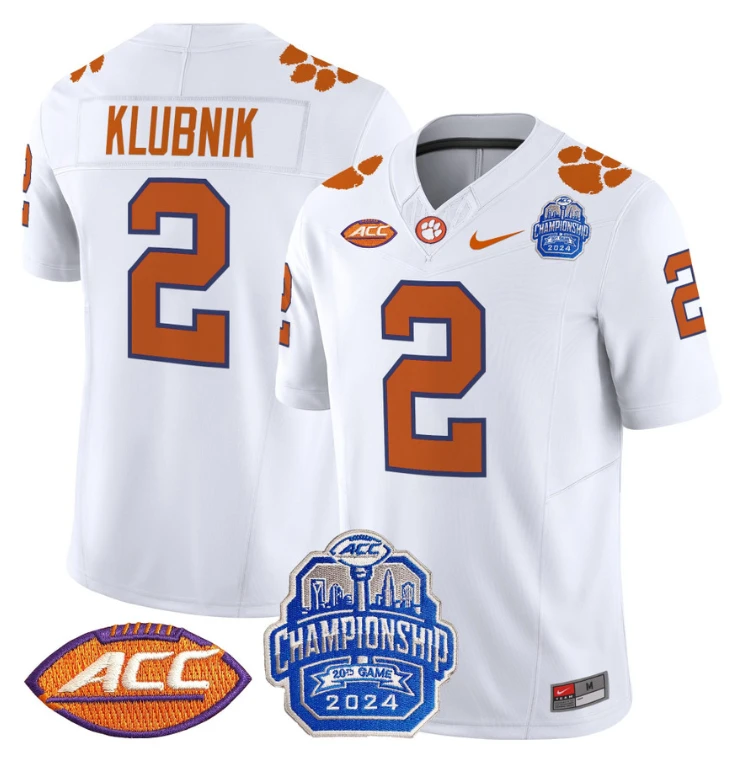Cade Klubnik Jersey #2 Clemson Tigers 2024 ACC Championship Patch White by My Store