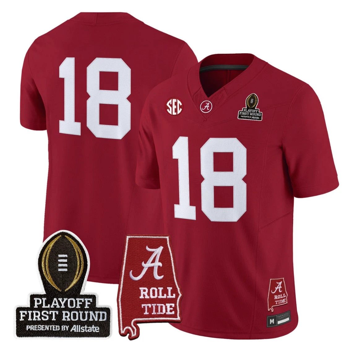 Crimson Jersey #18 Alabama Crimson 2025 Playoff First Round Stitched by My Store NCAA Football Jerseys