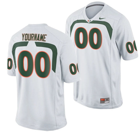 Custom Miami Hurricanes Jersey Name and Number NCAA College Football Game White by My Store