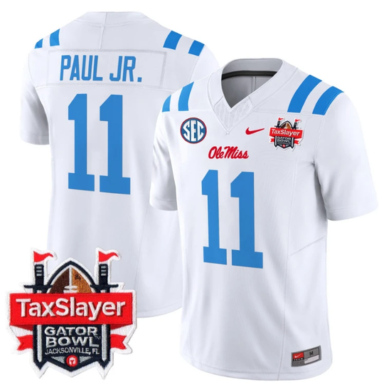 Chris Paul Jr Jersey #11 Ole Miss Rebels 2024 Gator Bowl V2 2024 White by My Store