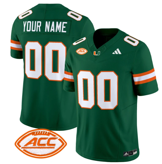 Custom Miami Hurricanes Jersey Name and Number Vapor Football Stitched Green Alternate by My Store