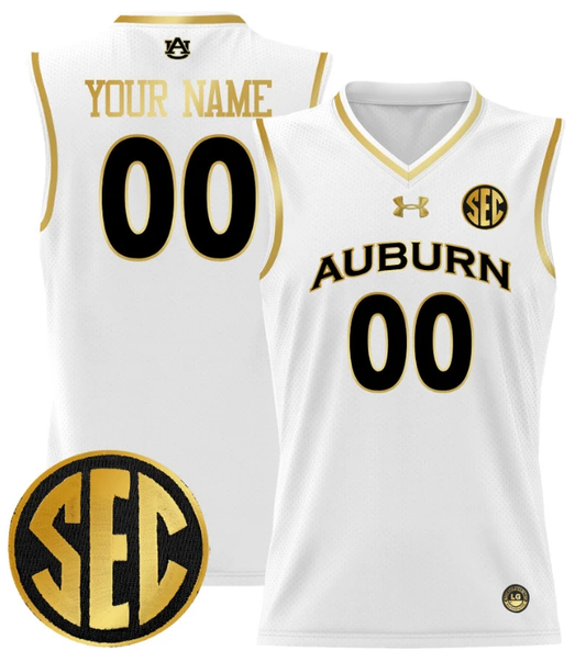 Custom Auburn Tigers Jersey Name, Number 2024 Lightweight Basketball White Gold by My store basketball