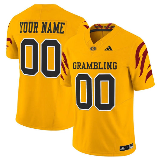 Custom Grambling Tigers Jersey Name, Number 2025 Vapor Limited Stitched Gold by My Store NCAA Football Jerseys