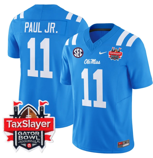 Chris Paul Jr Jersey #11 Ole Miss Rebels 2024 Gator Bowl V2 Powder Blue by My Store