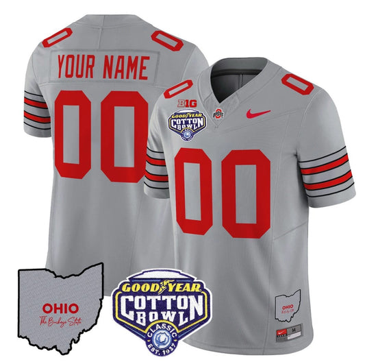 Custom Ohio State Buckeyes Jersey Name, Number Cotton Bowl Patch Stitched Gray by NCAA Football Jersey