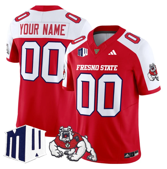 Custom Fresno State Bulldogs Jersey 2024 Vapor Limited Stitched Red Alternate by NCAA Football Jersey