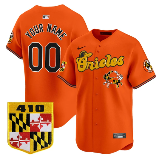 Custom Baltimore Orioles Jersey 410 & Chesapeake Crab Patch Premier Limited Stitched Orange by My Store