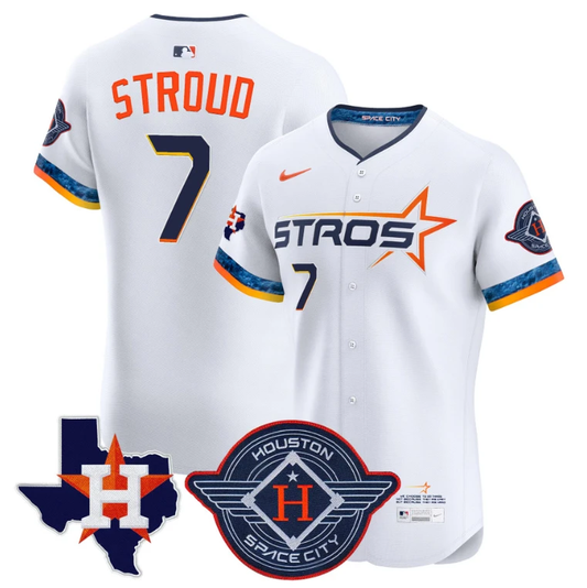 CJ Stroud Jersey #7 Houston Astros 2025 City Connect Texas Patch Premier Elite Stitched White by My Store