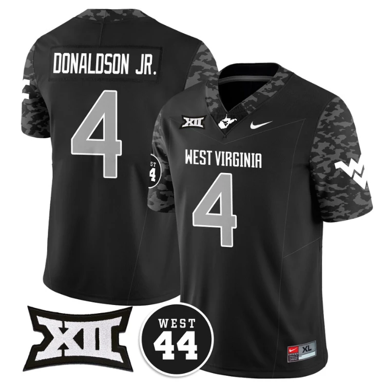 CJ Donaldson Jr Jersey #4 West Virginia Mountaineers 2024 Vapor Limited Football Honor Jerry West Stitched Coal by My Store