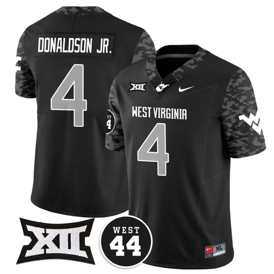 CJ Donaldson Jr Jersey #4 West Virginia Mountaineers 2024 Vapor Limited Football Honor Jerry West Stitched Coal by My Store