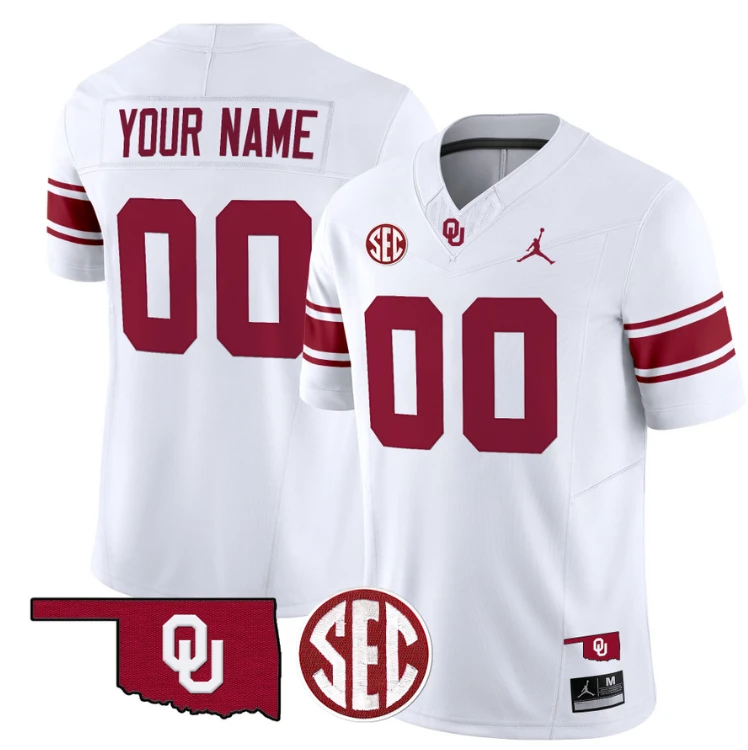 Custom Oklahoma Sooners Jersey Name and Number Football Throwback Vapor Limited Stitched White by My Store