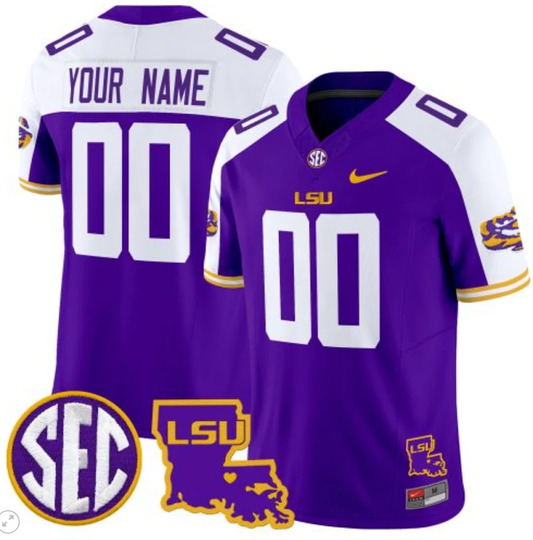 Custom LSU Tigers Jersey Name and Number 2024 Louisiana Patch Vapor Limited College Football Stitched Purple Alternate by My Store