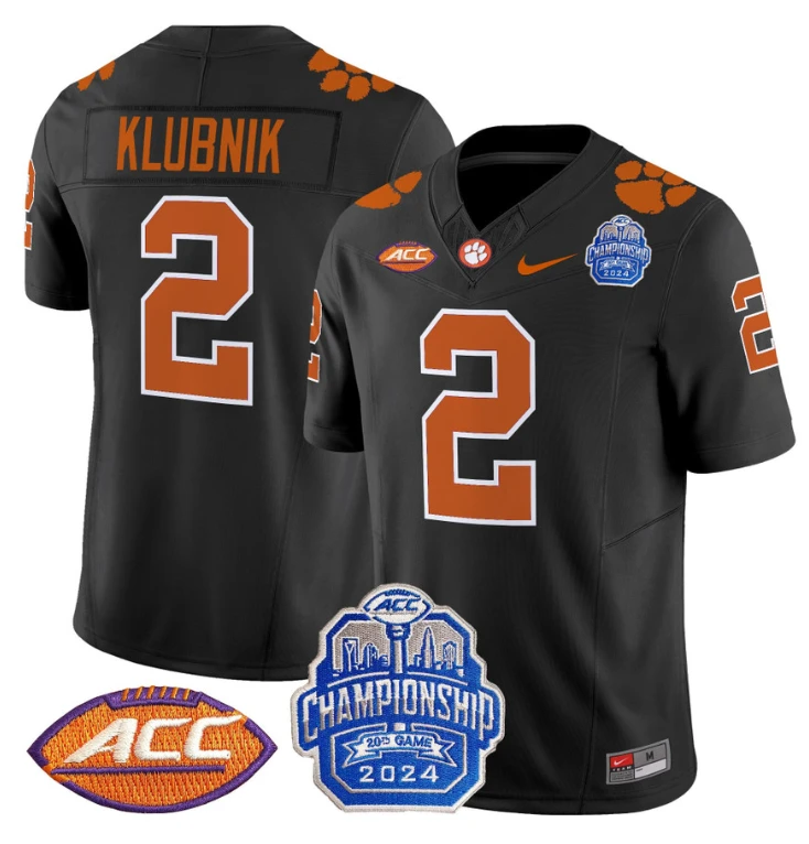 Cade Klubnik Jersey #2 Clemson Tigers 2024 ACC Championship Patch Black by My Store