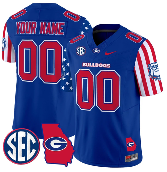Custom Georgia Bulldogs Jersey Name and Number American Style Vapor Limited Football Stitched Royal by My Store