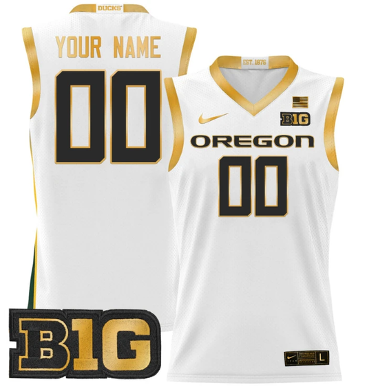 Custom Oregon Ducks Jersey 2024 Lightweight Basketball White Gold by My store basketball