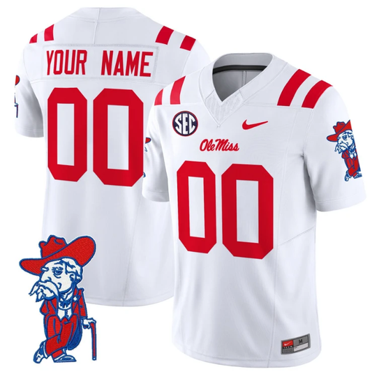 Custom Ole Miss Rebels Jersey Name and Number Vapor Limited College Football Stitched White by My Store