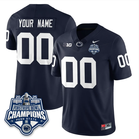 Custom Penn State Jersey 2025 Pinstripe Bowl Champions Vapor Stitched Navy by NCAA Football Jersey