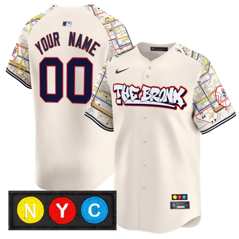 CustomNew York Yankees Jersey The Bronx Subway Style Vapor Premier Limited Stitched Cream by My Store