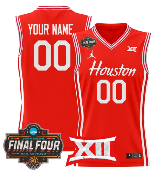 Custom Houston Cougars Jersey 2025 Final Four Patch Basketball Stitched Red by My store basketball