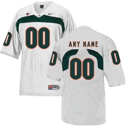 Custom Miami Hurricanes Jersey Name and Number NCAA College Football Replica White by My Store
