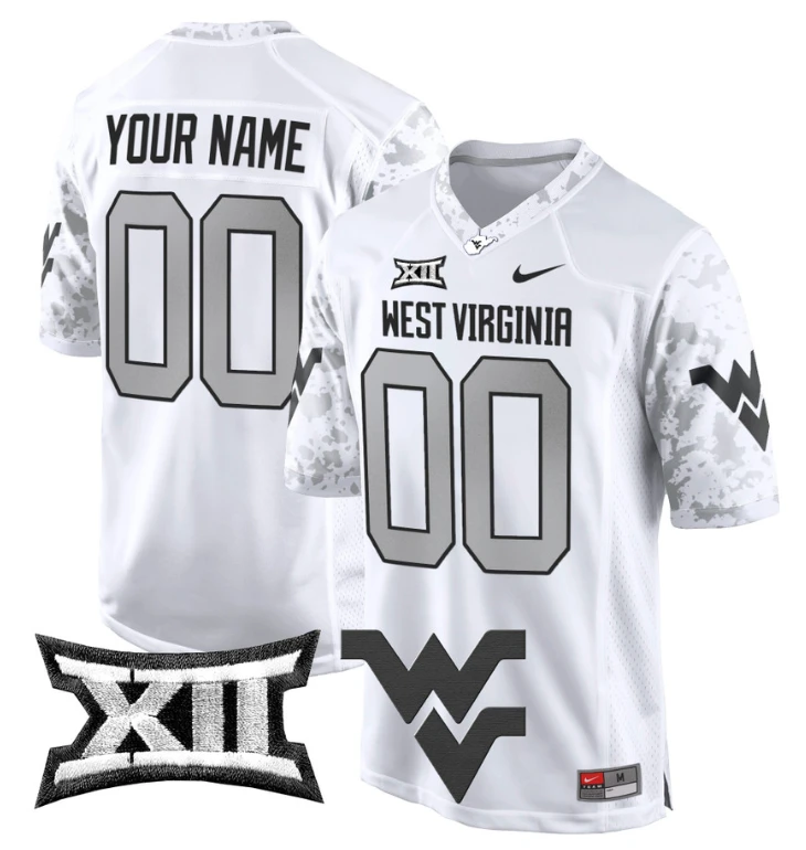 Custom West Virginia Mountaineers Jersey Name, Number Game Football White by My Store