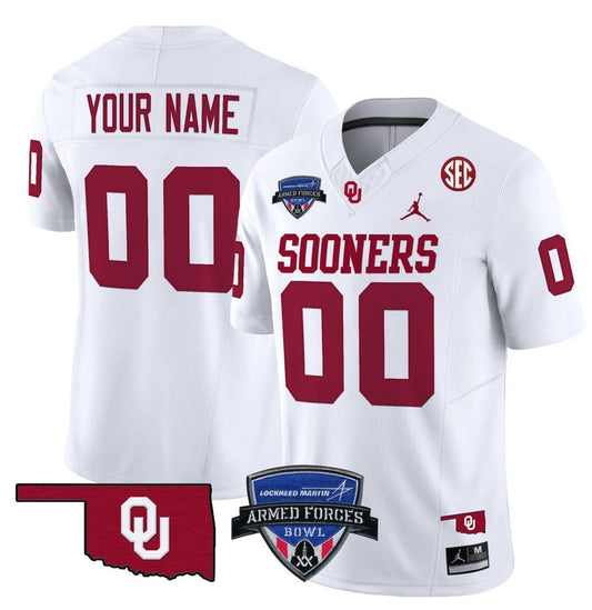 Custom Oklahoma Sooners Jersey 2025 Armed Forces Bowl Patch Vapor White by My Store